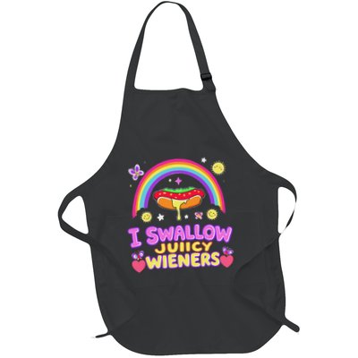 I Swallow Juicy Wiener Funny Humor Full-Length Apron With Pockets