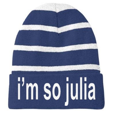 IM So Julia Quote Striped Beanie with Solid Band