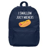 I Swallow Juicy Wieners Funny Joke Sarcastic Family 16 in Basic Backpack