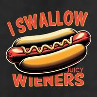 I Swallow Juicy Wieners Funny Joke Hot Dog Pun Gift 7 Panel Mesh Trucker Snapback Hat