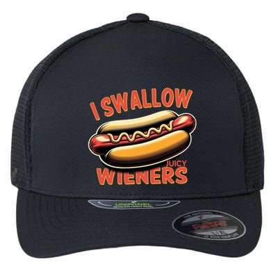 I Swallow Juicy Wieners Funny Joke Hot Dog Pun Gift Flexfit Unipanel Trucker Cap