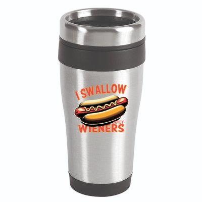 I Swallow Juicy Wieners Funny Joke Hot Dog Pun Gift 16oz Travel Tumbler