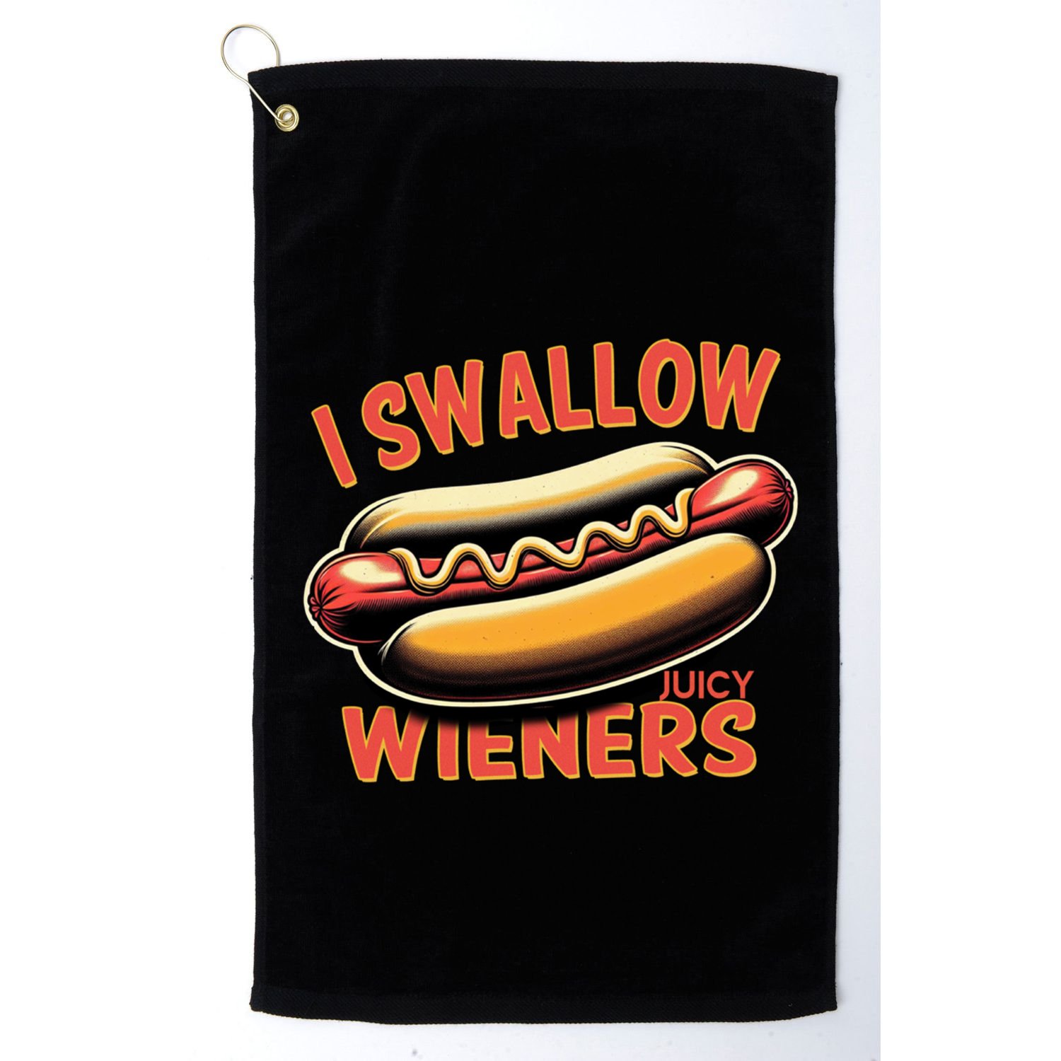I Swallow Juicy Wieners Funny Joke Hot Dog Pun Gift Golf Towel