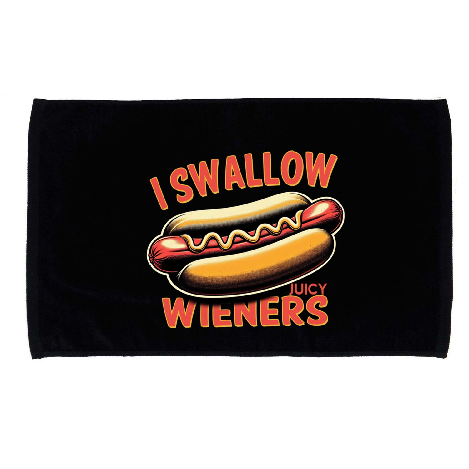 I Swallow Juicy Wieners Funny Joke Hot Dog Pun Gift Microfiber Hand Towel