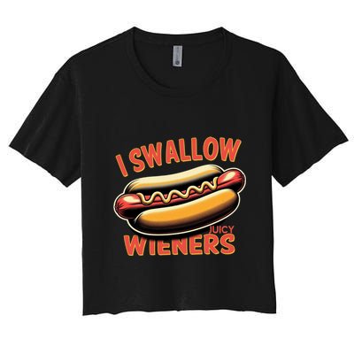 I Swallow Juicy Wieners Funny Joke Hot Dog Pun Gift Crop Top