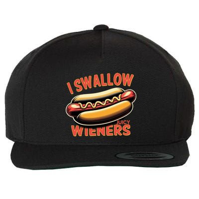 I Swallow Juicy Wieners Funny Joke Hot Dog Pun Gift Wool Snapback Cap