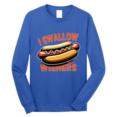 I Swallow Juicy Wieners Funny Joke Hot Dog Pun Gift Long Sleeve Shirt