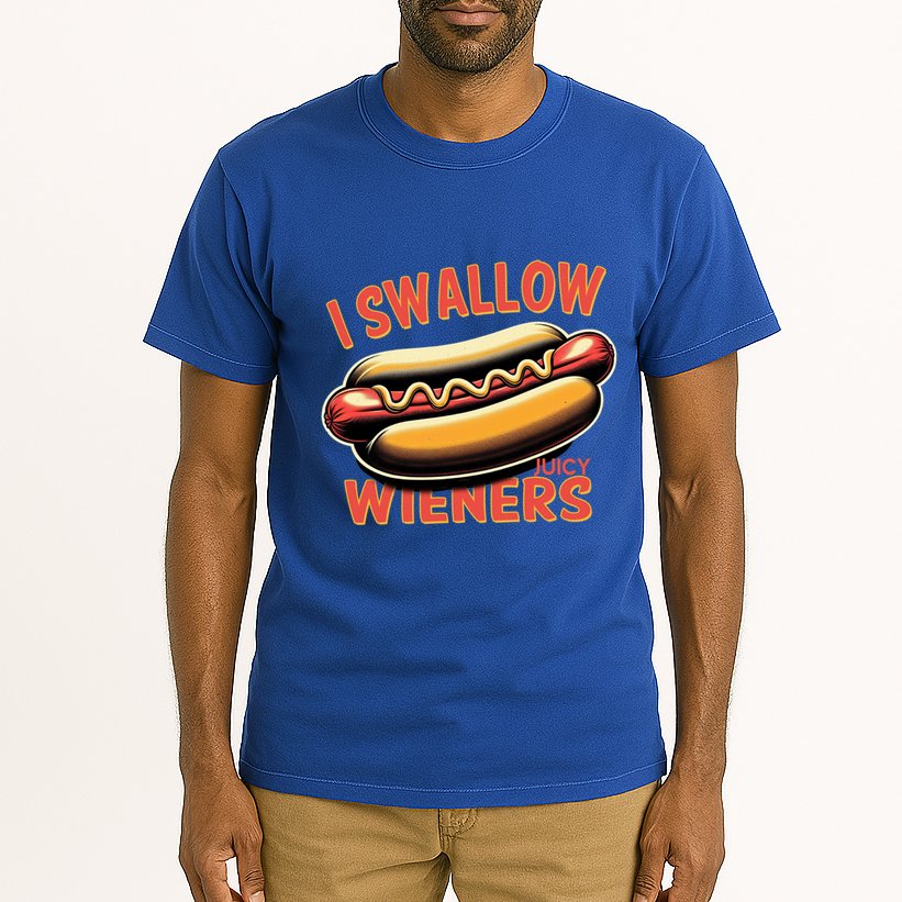 I Swallow Juicy Wieners Funny Joke Hot Dog Pun Gift Tall T-Shirt