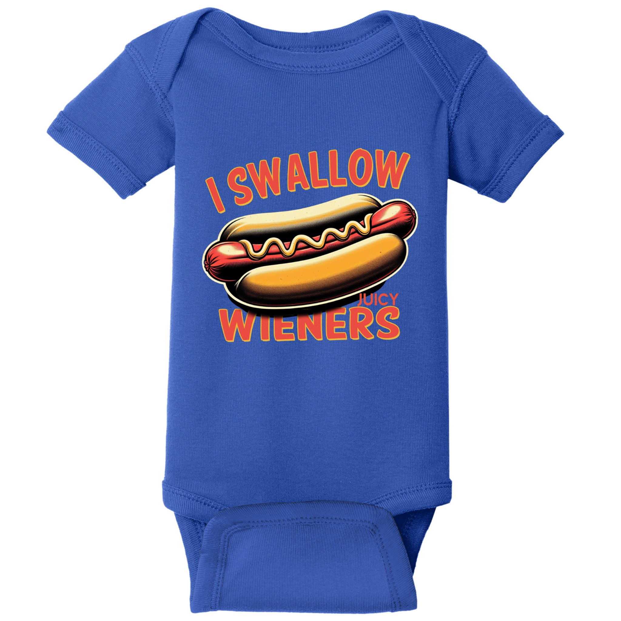 I Swallow Juicy Wieners Funny Joke Hot Dog Pun Gift Baby Bodysuit