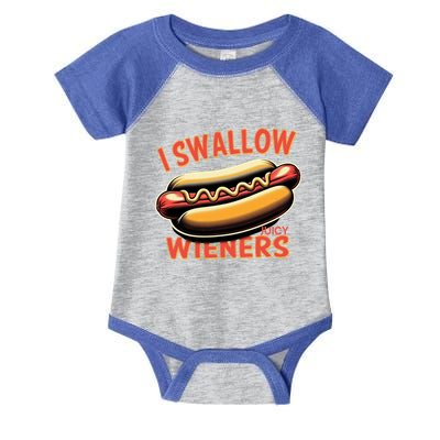I Swallow Juicy Wieners Funny Joke Hot Dog Pun Gift Infant Baby Jersey Bodysuit