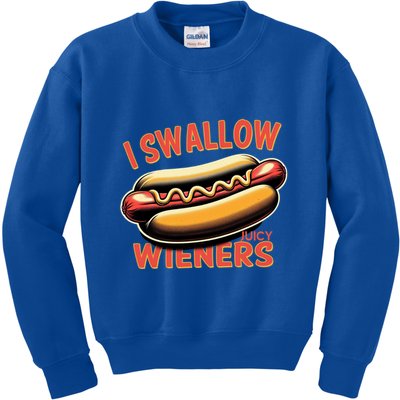 I Swallow Juicy Wieners Funny Joke Hot Dog Pun Gift Kids Sweatshirt