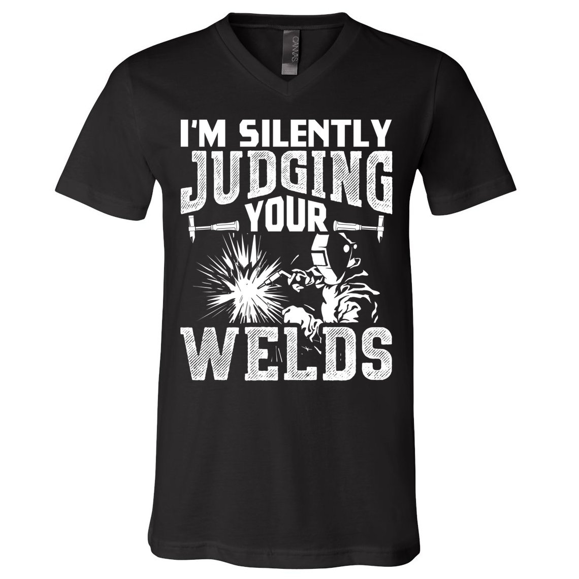 I'm Silently Judging Your Welds Funny Welder Gift V-Neck T-Shirt