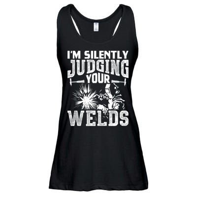 I'm Silently Judging Your Welds Funny Welder Gift Ladies Essential Flowy Tank