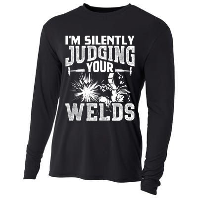 I'm Silently Judging Your Welds Funny Welder Gift Cooling Performance Long Sleeve Crew