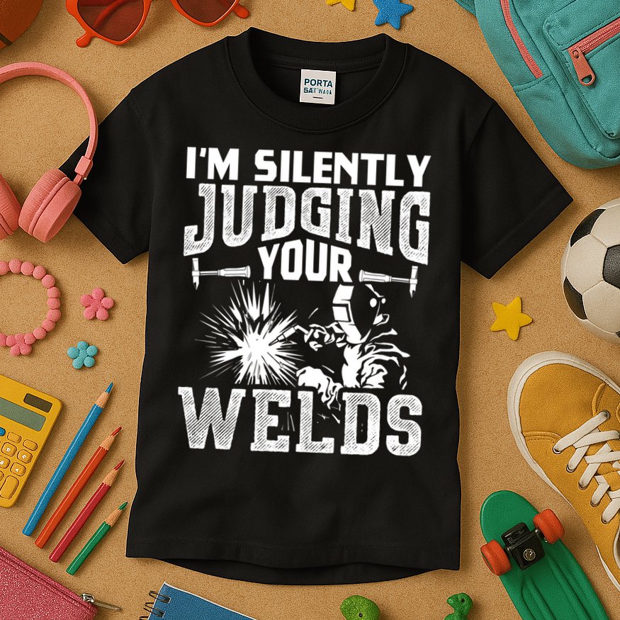 I'm Silently Judging Your Welds Funny Welder Gift Kids T-Shirt