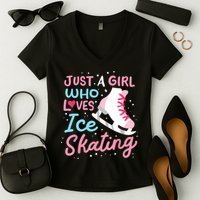 Ice Skating Just A Girl Who Loves Ice Skating Women's V-Neck T-Shirt