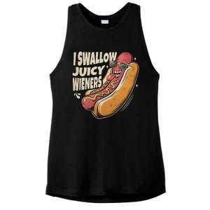 I Swallow Juicy Wiener Funny Embarrassing Adult Humor Ladies PosiCharge Tri-Blend Wicking Tank