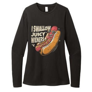 I Swallow Juicy Wiener Funny Embarrassing Adult Humor Womens CVC Long Sleeve Shirt