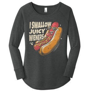 I Swallow Juicy Wiener Funny Embarrassing Adult Humor Women's Perfect Tri Tunic Long Sleeve Shirt