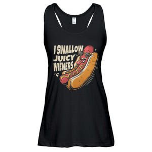 I Swallow Juicy Wiener Funny Embarrassing Adult Humor Ladies Essential Flowy Tank