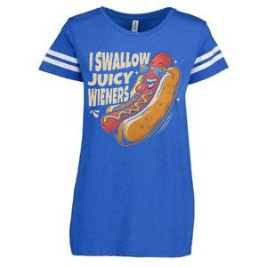 I Swallow Juicy Wiener Funny Embarrassing Adult Humor Enza Ladies Jersey Football T-Shirt