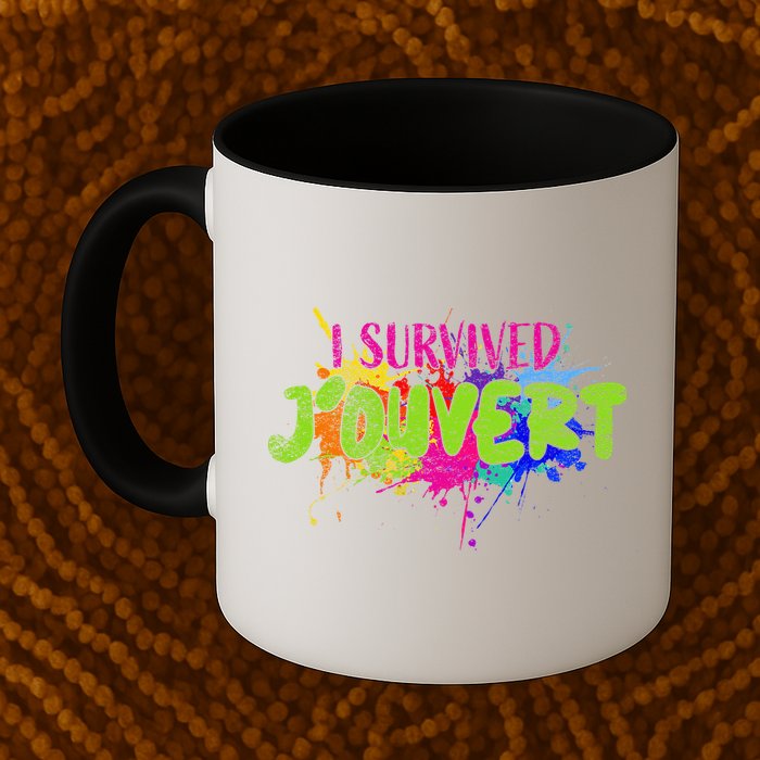 I Survived Jouvert - Caribbean Carnival Paint Splatter Mug