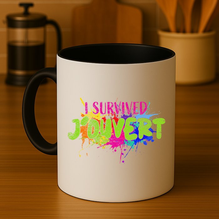 I Survived Jouvert - Caribbean Carnival Paint Splatter Mug