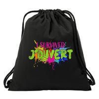 I Survived Jouvert - Caribbean Carnival Paint Splatter Drawstring Bag