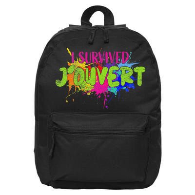 I Survived Jouvert - Caribbean Carnival Paint Splatter 16 in Basic Backpack
