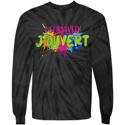 I Survived Jouvert - Caribbean Carnival Paint Splatter Tie-Dye Long Sleeve Shirt