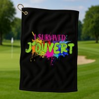 I Survived Jouvert - Caribbean Carnival Paint Splatter Golf Towel