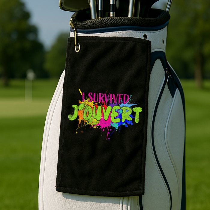 I Survived Jouvert - Caribbean Carnival Paint Splatter Golf Towel