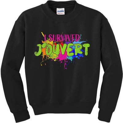 I Survived Jouvert - Caribbean Carnival Paint Splatter Kids Sweatshirt