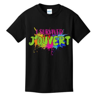 I Survived Jouvert - Caribbean Carnival Paint Splatter Kids T-Shirt