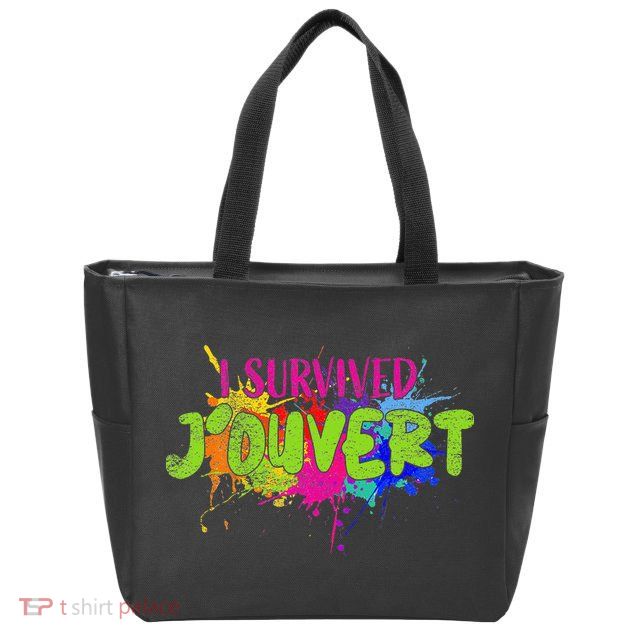 I Survived Jouvert - Caribbean Carnival Paint Splatter Zip Tote Bag