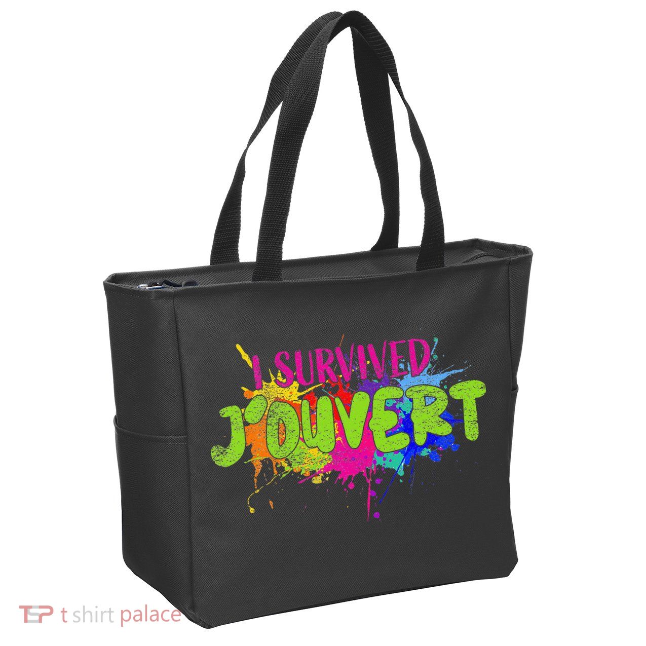 I Survived Jouvert - Caribbean Carnival Paint Splatter Zip Tote Bag