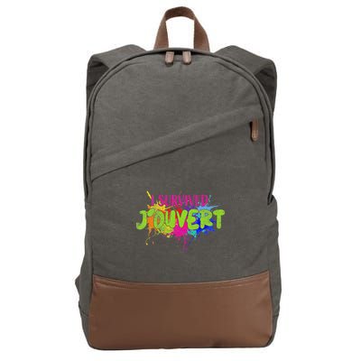 I Survived Jouvert - Caribbean Carnival Paint Splatter Cotton Canvas Backpack