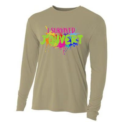 I Survived Jouvert - Caribbean Carnival Paint Splatter Cooling Performance Long Sleeve Crew