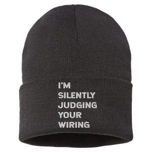 Im Silently Judging Your Wiring Funny Electrician Quote Sustainable Knit Beanie