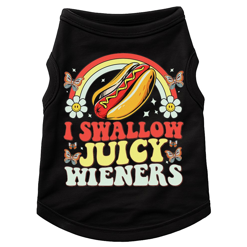 I Swallow Juicy Wiener Funny Inappropriate Doggie Tank