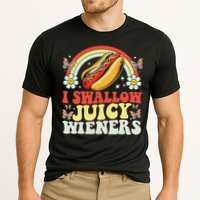 I Swallow Juicy Wiener Funny Inappropriate Cooling Performance Crew T-Shirt