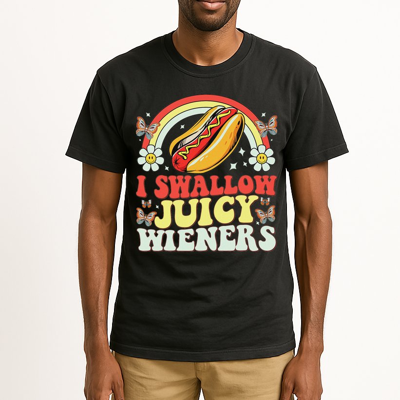 I Swallow Juicy Wiener Funny Inappropriate Tall T-Shirt
