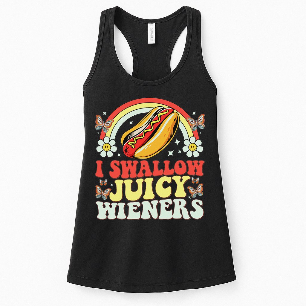I Swallow Juicy Wiener Funny Inappropriate Womens Tank Top