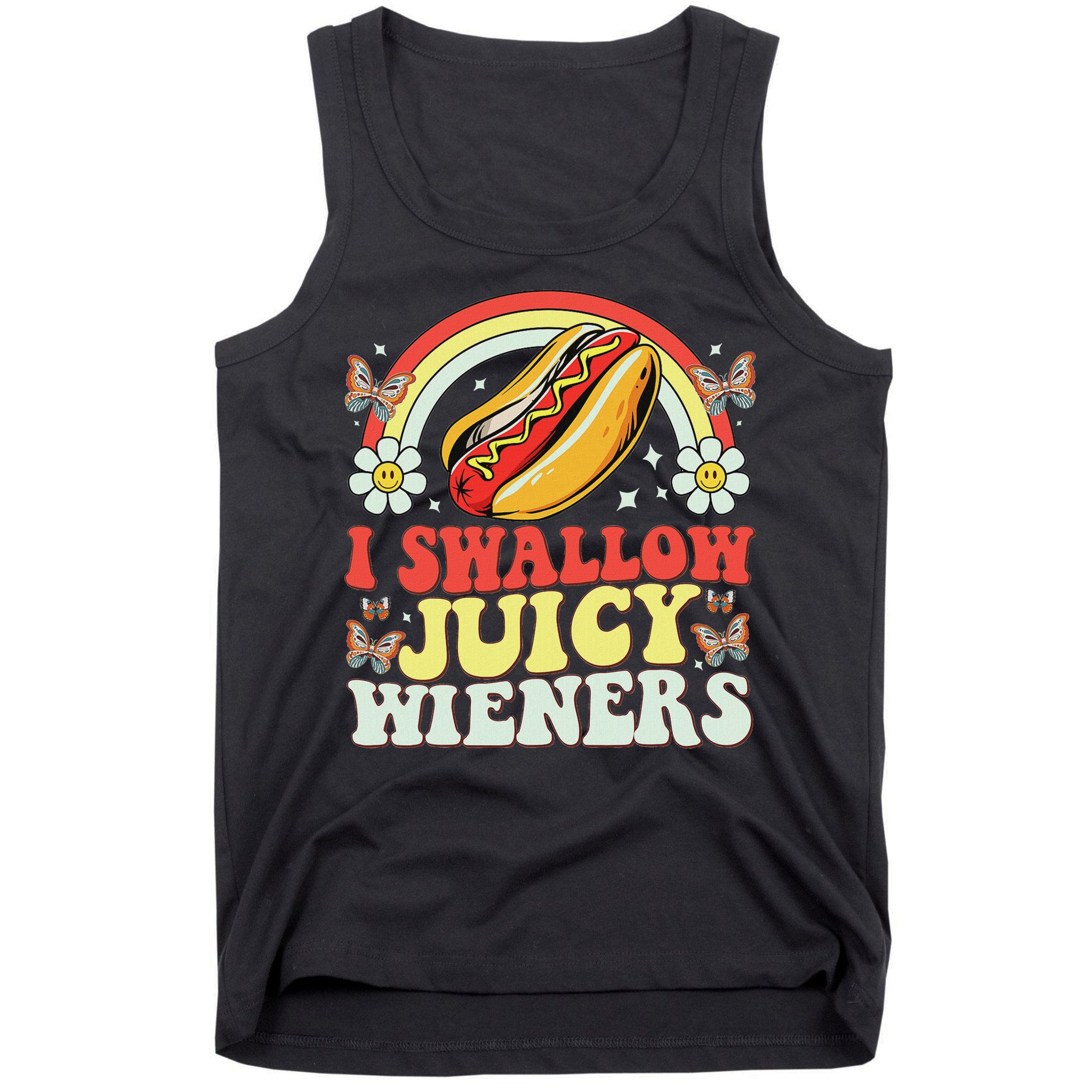 I Swallow Juicy Wiener Funny Inappropriate Tank Top