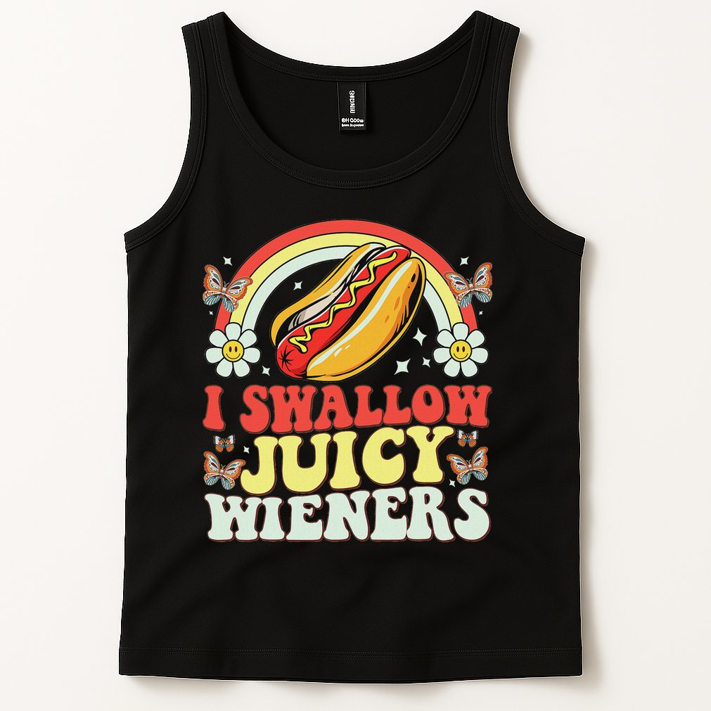 I Swallow Juicy Wiener Funny Inappropriate Tank Top