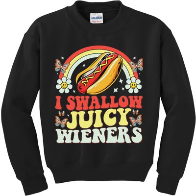 I Swallow Juicy Wiener Funny Inappropriate Kids Sweatshirt