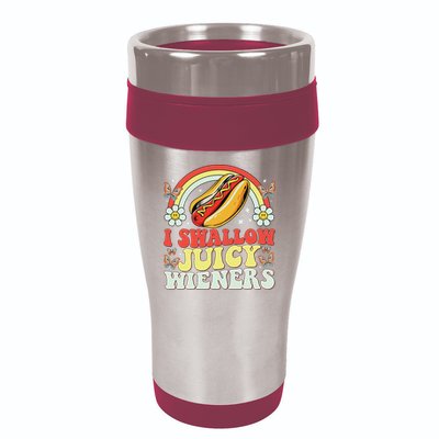 I Swallow Juicy Wiener Funny Inappropriate 16oz Travel Tumbler