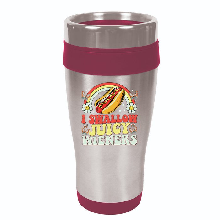 I Swallow Juicy Wiener Funny Inappropriate 16oz Travel Tumbler