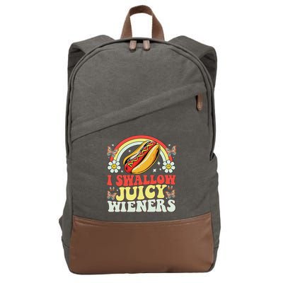 I Swallow Juicy Wiener Funny Inappropriate Cotton Canvas Backpack