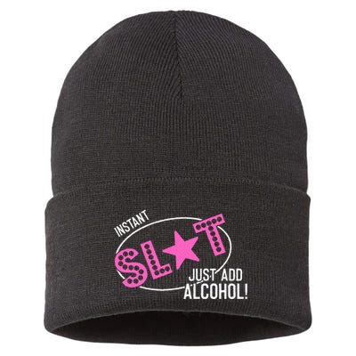 Instant Slut Just Add Alcohol Funny Design Sustainable Knit Beanie